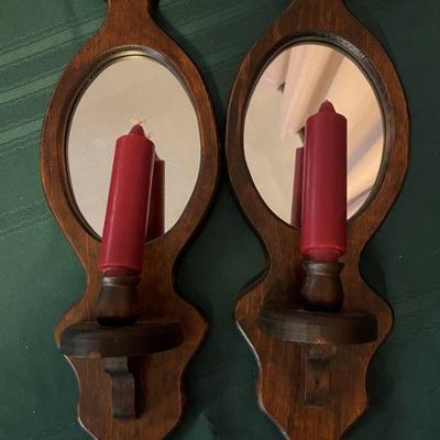 Mirrored wooden candle holders