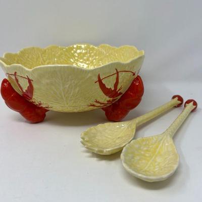 Crown Devon 1940's Glazed Ceramic Lobster Salad Bowl 