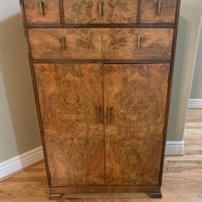 Burl Wood Tongue and  Grove Antique Chest