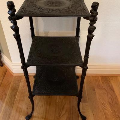 Antique Claw Foot 3 Tier Ornate Wroght Iron Table