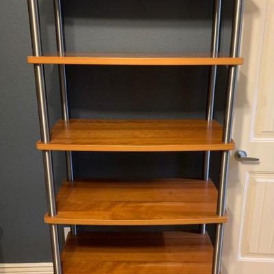 Sturdy Wood and Metal Open 6 Shelf Bookcase