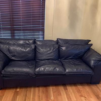 Leather Trend Dark Blue Leather Sofa