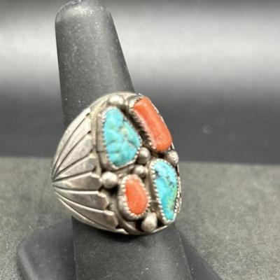 925 Silver & Turquoise Ring, Size 9, Total Weight 19.73