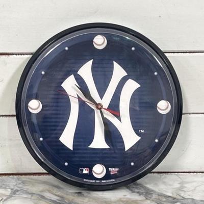 NY Yankees Logo Wall Clock, 12in Diameter