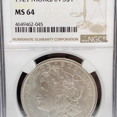 1921 Silver Morgan Dollar MS64 NGC