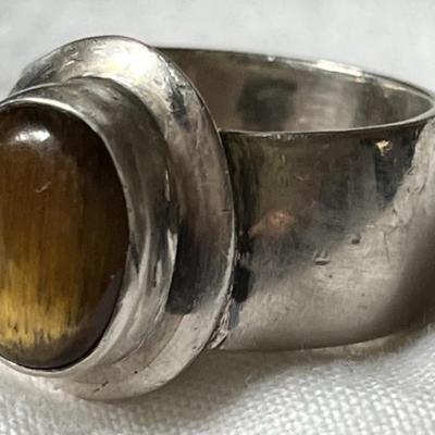 Sterling Silver & Tigereye Artisan-Made Ring 