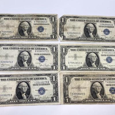 (6) Blue Seal Silver Certificates
