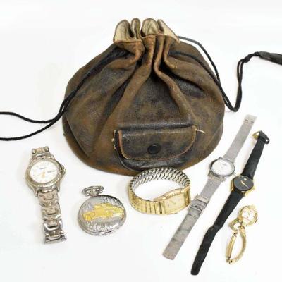 Vintage Bucket Bag with 6 Watches