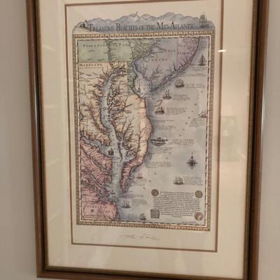 Treasure Beaches of the Mid Atlantic by Ellen Rice.  Measures 25" x 34"