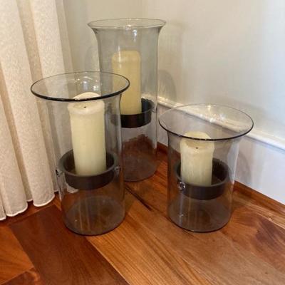Set of three large scale hurricane globes.