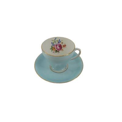 Powder blue teacup and saucer