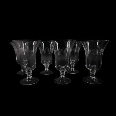 Set of etched holiday glassware