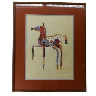 Original large watercolor framed and signed print by Huddy