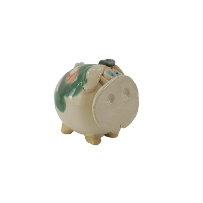 Handmade cowboy pig piggy bank