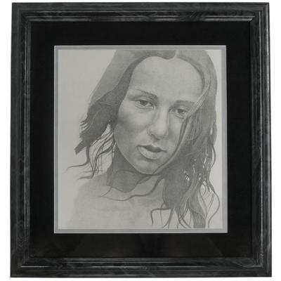 Framed original portrait in pencil 