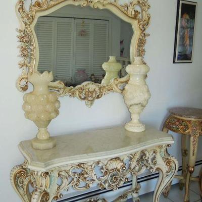 Console with matching mirror