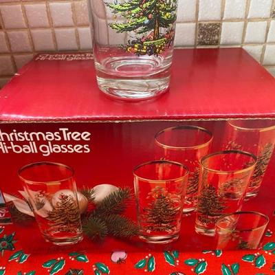 Spode Christmas Tree High Ball Glasses/Box