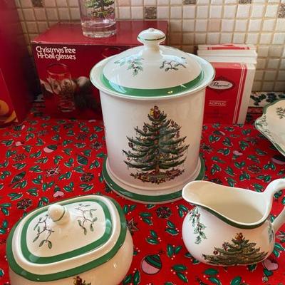 Spode Christmas Tree Cookie Jar .Cream Sugar