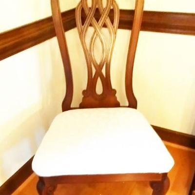 Chippendale chair with upholstered seat.  One of 8 matching dining room table