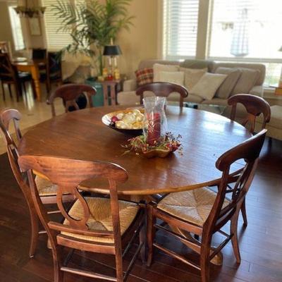 ANTIQUE DINING TABLE FROM ENGLAND, 6 chairs from Pottery Barn