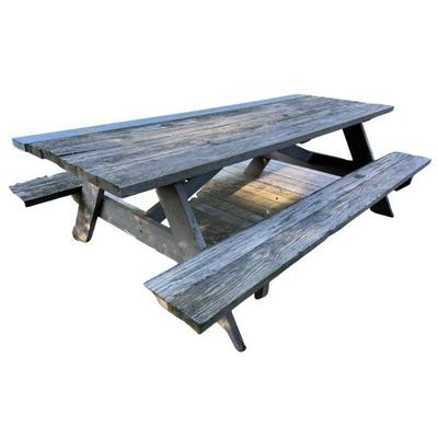 solid cedar picnic table w/ attached benches