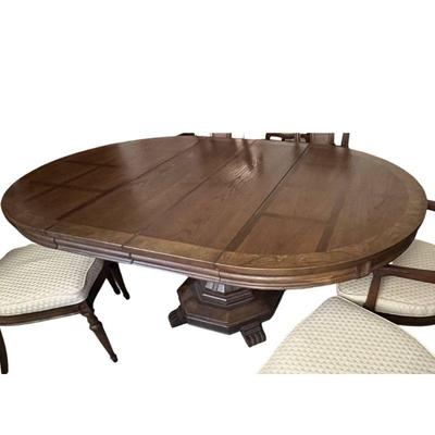 vintage oak & burled ash dining table