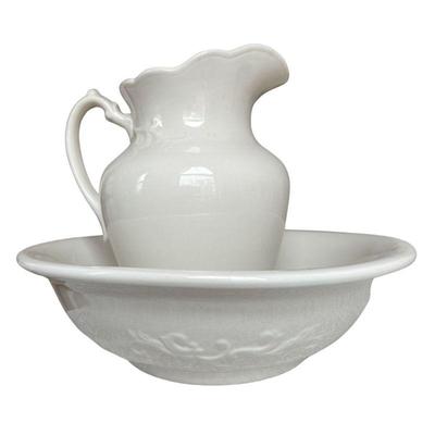 white ironstone pitcher & basin