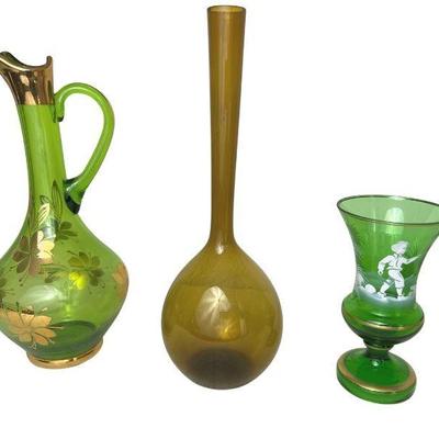 trio of green glass