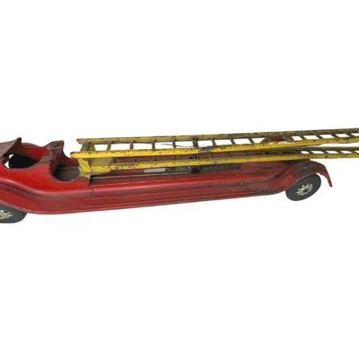 Rare 1930s Kingsbury Aerial Ladder Die-Cast Fire Engine