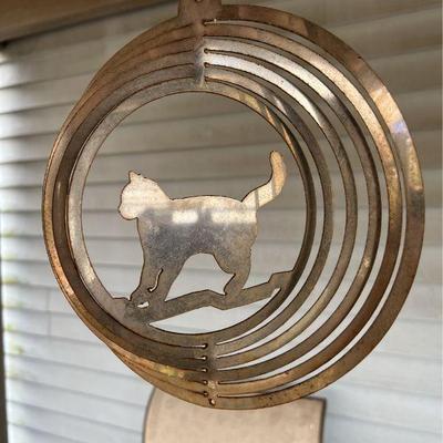 laser cut steel cat form wind mobile