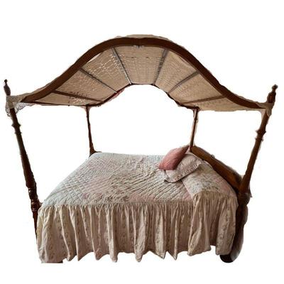 vintage or antique maple canopy bed, full size