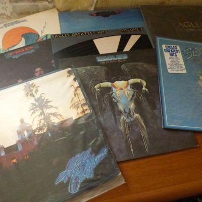 Collection of vintage Eagles LP records/vinyl