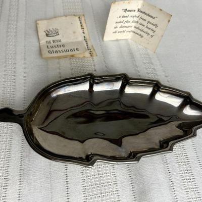 Queen's Lusterware MCM leaf form dish