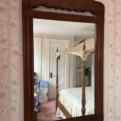 mirror with colonial wooden frame