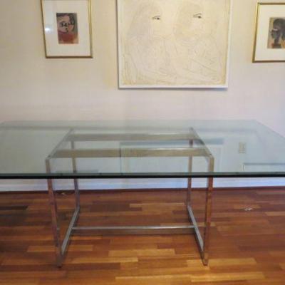 Large Dinning Room Glass Top Table