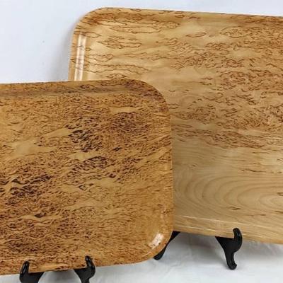 Vintage Backman Finland Small and Large 1969 Figured Birch Trays #104, #107
