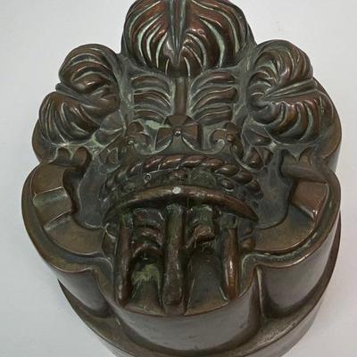 RARE Antique Victorian Large Copper Jelly Mould- Prince of Wales Feathers - Circa 1870
