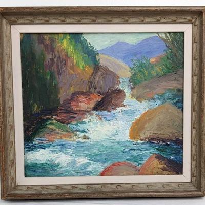 Antique Original Signed Mary Alice (M.A.) Higgy Framed Landscape Oils - Trees, and Stream
