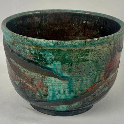 Unique Raku Style Bowl signed by the Artist - Kristin Lein
