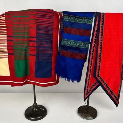 3 Bright and Colorful Vintage Scarves
