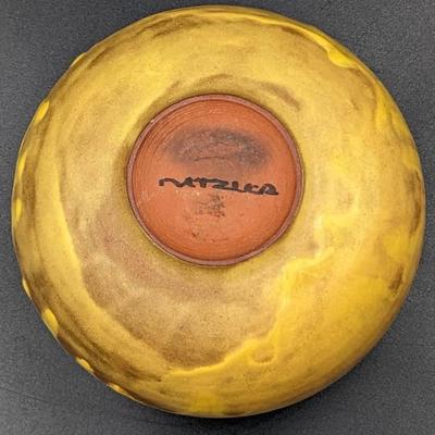 GERTRUDE AND OTTO NATZLER 1950s Yellow Glaze Pottery Vase- Signed

