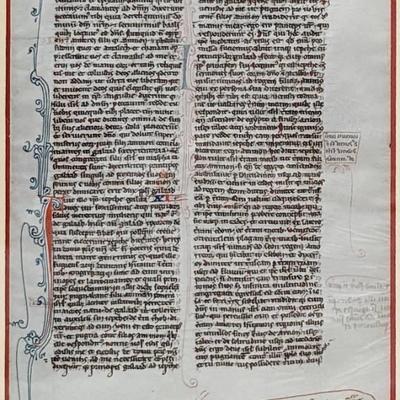 Hand-Inked Illuminated Manuscript Sheet (4 In x 5.5 In) - 2 Pages, Double-Window Frame, Tiny Religious Text
