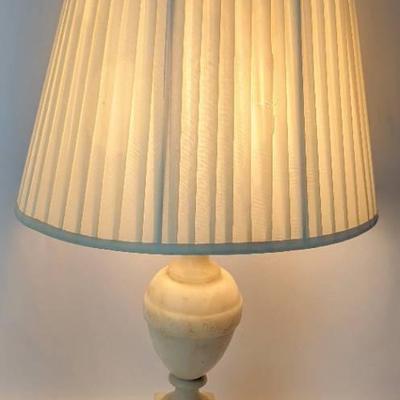 Vintage White Marble Table Lamp with Red Glass Finial
