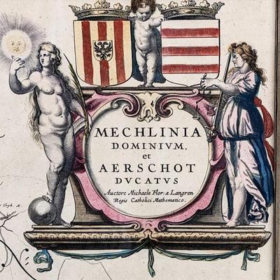 Antique 1640s Hand-Colored BELGIUM Map Engraving Print - Mechelin / Aarschot by Blaeu
