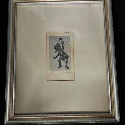 Scandinavian Folk Art Relief Block Print- Signed by the Artist
