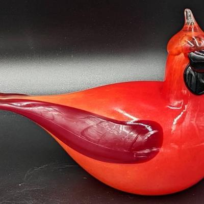 Signed Oiva Toikka for IITTALA Art Glass Red Cardinal / Kardinaali with Label - 6 Inches High
