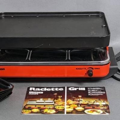 Vintage Table Top Raclette Grill with Six Mini Pans
