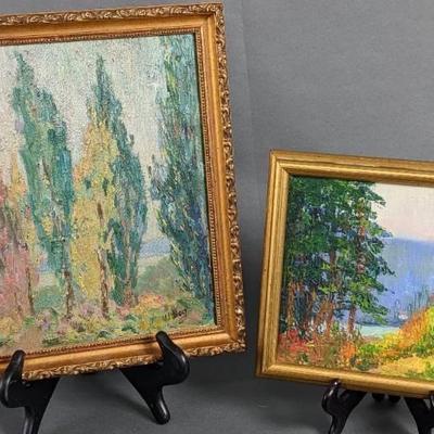 2 Antique Original Mary Alice (M.A.) Higgy Framed Oil Landscapes - One Signed
