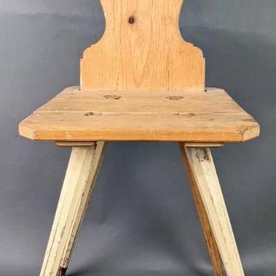 1800 Antique Pennsylvania German Moravian Wood Chair - Partially Stripped
