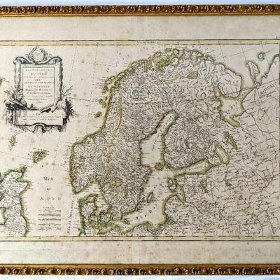1762 Janvier Framed Map: Mer Du Nord Comprenant Les Royaume - Sweden, Denmark, Norway, Finland
